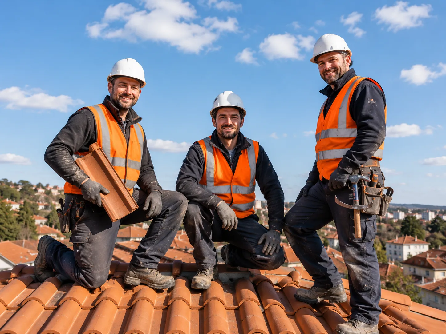 Équipe Toitures Durand - couvreurs zingueurs sur un chantier